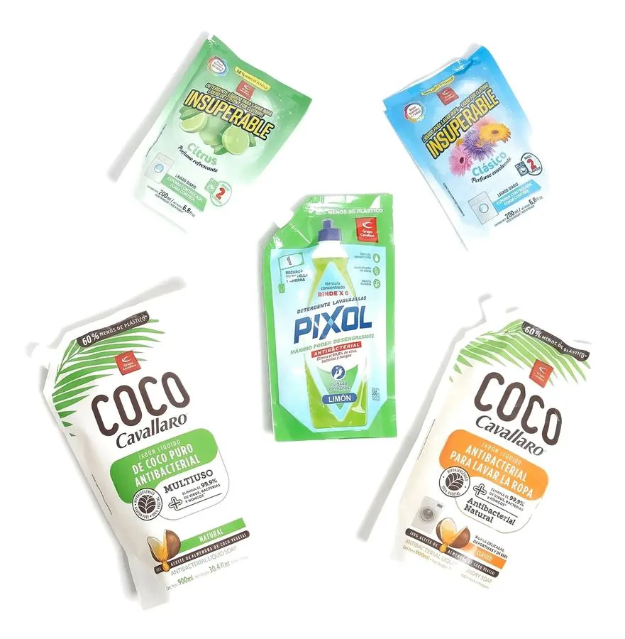 Envases flexibles de la línea Limpieza: Insuperable, Coco Cavallaro y Pixol
